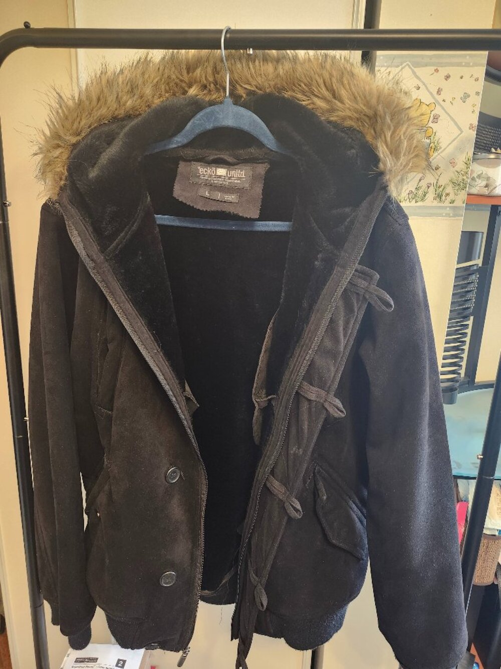 SUEDE JACKET BLACK  SIZE L